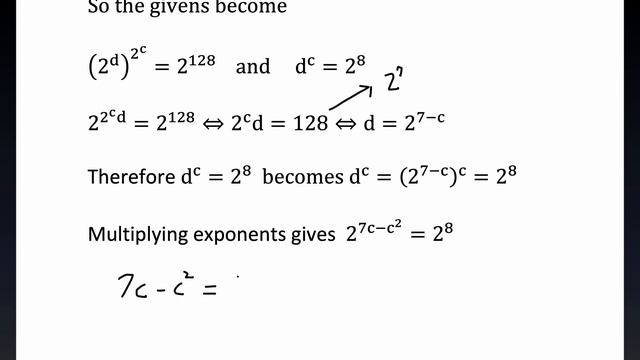 x^y = 2^128 and (log base 2 of x)^(log base 2 of y) = 2^8, Similar to AMC 12B Problem 16, 2022 смотреть онлайн