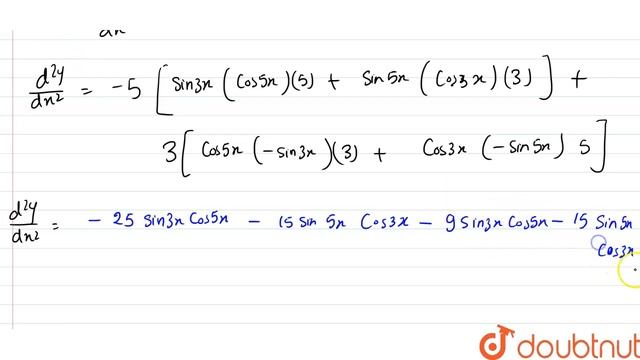 Find the second derivative of sin `3x cos 5x`. смотреть онлайн