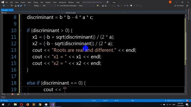 C++ Program to Find All Roots of a Quadratic Equation смотреть онлайн