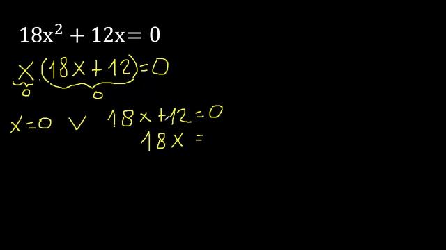 18x^2+12x=0 , ecuacion cuadratica de 2 terminos, hallar x , segundo grado , exponente 2 смотреть онлайн