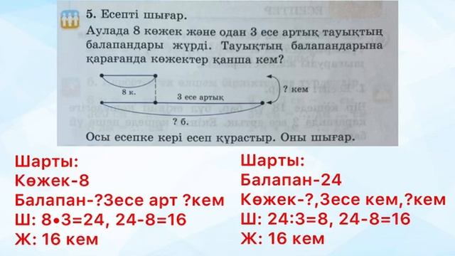 2-сынып Математика 111-сабақ Санды бірнеше есе арттыруға немесе кемітуге және еселік салыстыруға бе