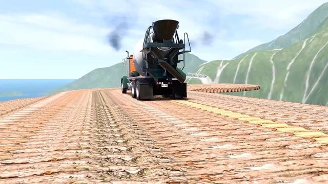 Mack Truck vs Impossible Log Spiral Funnel Bridge Crossing Cars Vs Deep Water - BeamNG.Drive смотреть онлайн