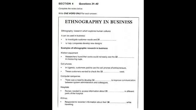 Ethnography in Business | IELTS LISTENING TEST | SECTION-4 смотреть онлайн