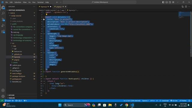 Metadata in next js - Next js 14 tutorial смотреть онлайн