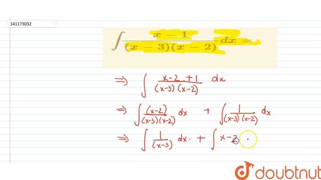 int(x-1)/((x-3)(x-2))dx= | 12 | INTEGRATION | MATHS | TARGET PUBLICATION | Doubtnut смотреть онлайн