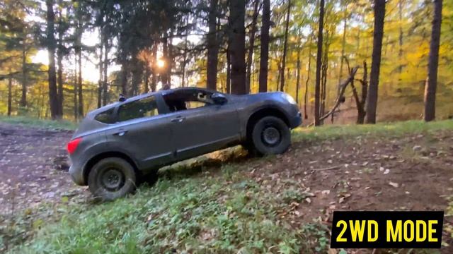 Nissan Qashqai 4X4, 2wd vs auto mode hill test смотреть онлайн