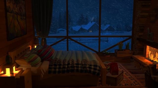 Крепкий сон со звуками метели и камина ❄️ Уютная зимняя атмосфера, снежная буря и шум ветра смотреть онлайн