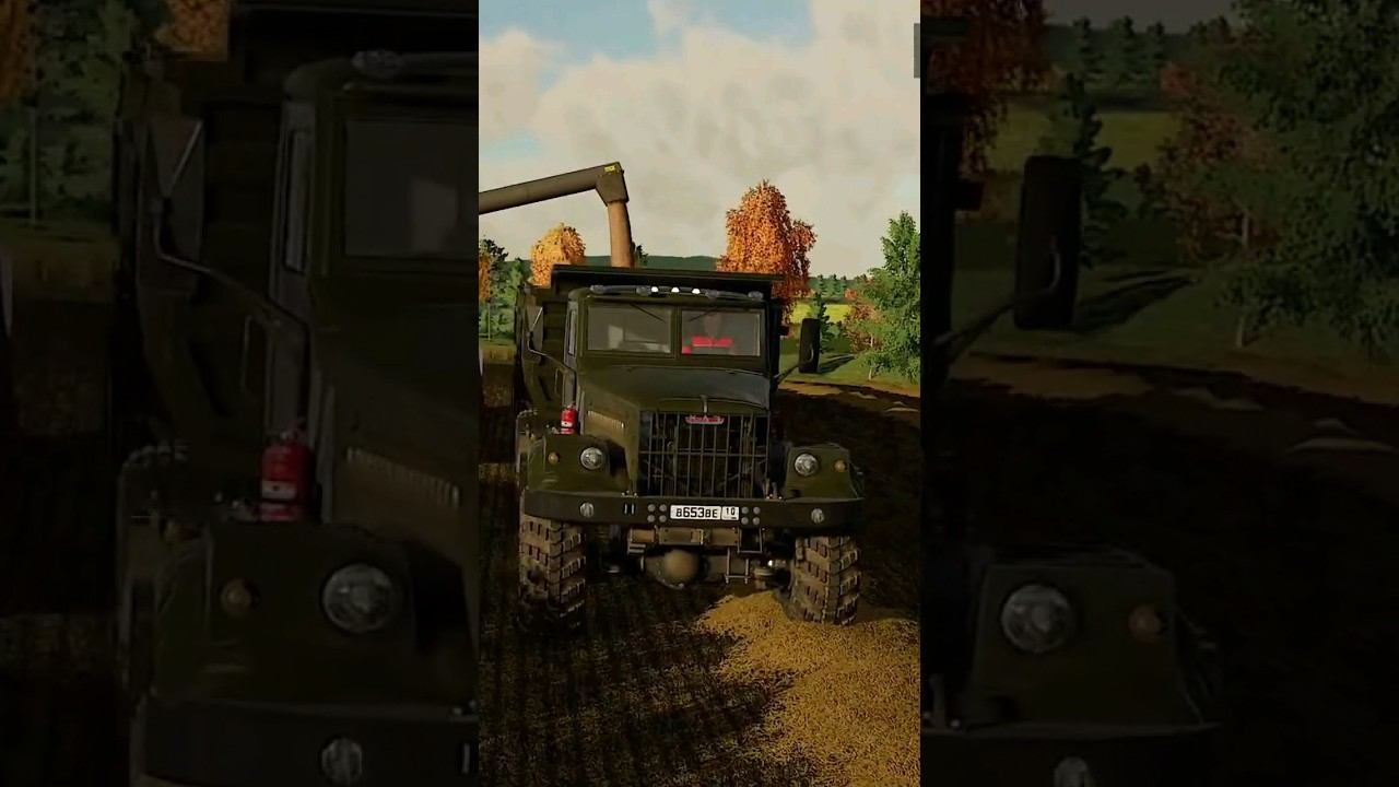 Выгрузка пшеницы в краз с двумя телегами смотреть онлайн