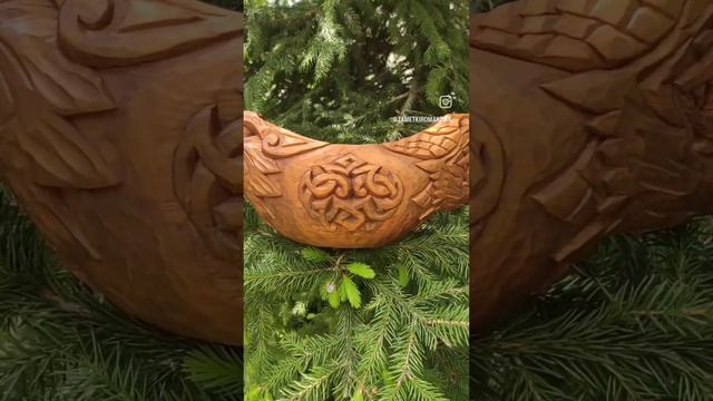 Братина - Ковш Волк и Дракон #деревяннаяпосуда