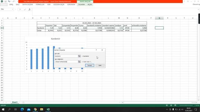 MİCROSOFT EXCEL SÜTUN VE ÇİZGİ GRAFİĞİ ARİTMETİK ORTALAMA MEDYAN MOD STANDART SAPMA -KARDEMİR -DOLA смотреть онлайн