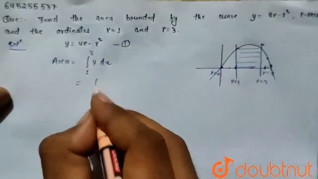 Find the area bounded by the curve y=4x-x^2, the x-axis and the ordinates x=1 and x=3. | 12 | AP... смотреть онлайн