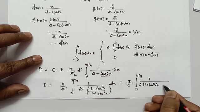 Evaluate the Integration : ∫(x+π/4)/(2-cos2x)dx for x∈ [-π/4,π/4] | x+pi/4/2-cos2x смотреть онлайн