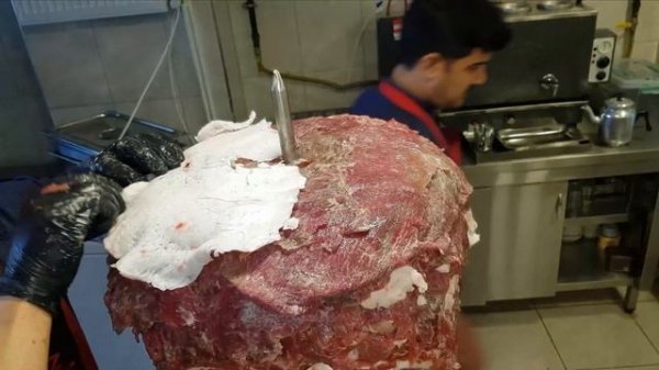 Huge kebab | 150 kilos of meat doner kebab with wood fire | Turkish street food