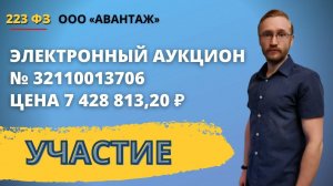 Электронный аукцион по 223-ФЗ № 32110013706 на площадке Росэлторг для СМП.