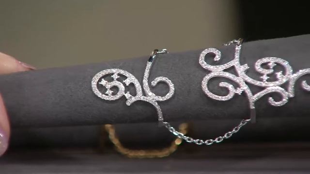Lace Diamond Double Ring w/ Chain, Sterling 1/2 cttw, by Affinity on QVC смотреть онлайн