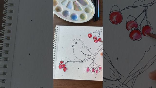 Снегирь.Акварельный скетч.#art #скетч #открытка смотреть онлайн