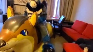 💙FURRY INFLATABLE - Furry deer jumping on an inflatable