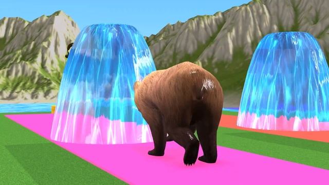 Gorilla, Lion, Buffalo, Bear Choose The Right Fruit Fountain Crossing with Color Changing Game смотреть онлайн