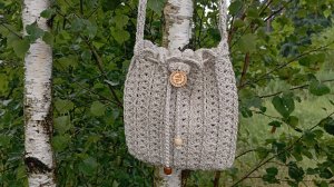 Сумка крючком из льна . Подробный мк .Схема .