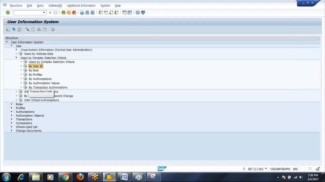 SAP BASIS Tcode SUIM смотреть онлайн