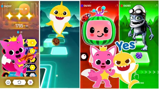 Pinkfong - Baby Shark - Cocomelon - Crazy Frog 🐸 ||Tiles Hop EDM Rush 🎯 смотреть онлайн