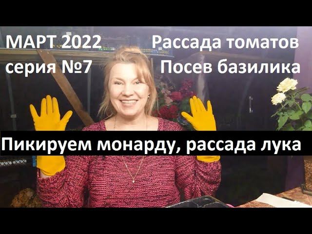 Март 2022 серия №7. Уход за рассадой томатов, лука, монарды....Посев базилика. смотреть онлайн