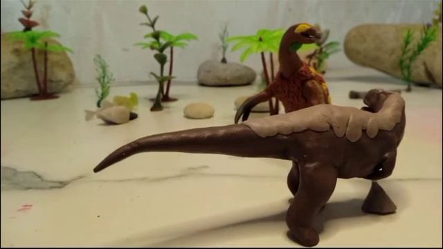 Tyrannosaurus Rex vs Therizinosaurus/Claymotion dinosaurs fight смотреть онлайн