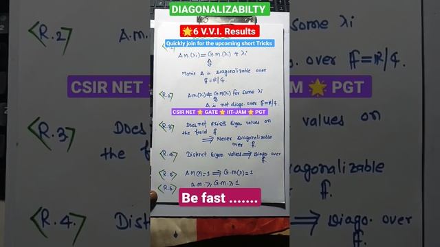 DIAGONALIZABLE MATRIX🌟6 imp. Results 🌟 смотреть онлайн