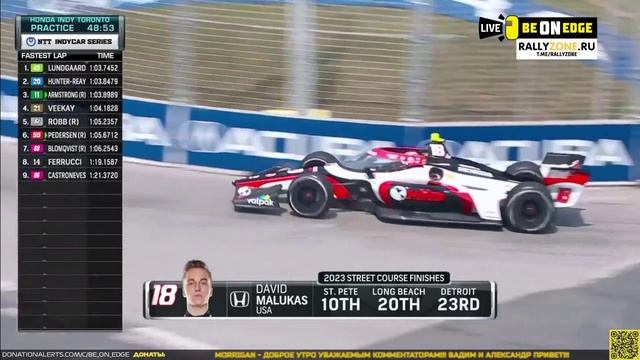 Indycar. 2023. 10-й этап. Торонто. 1-я тренировка