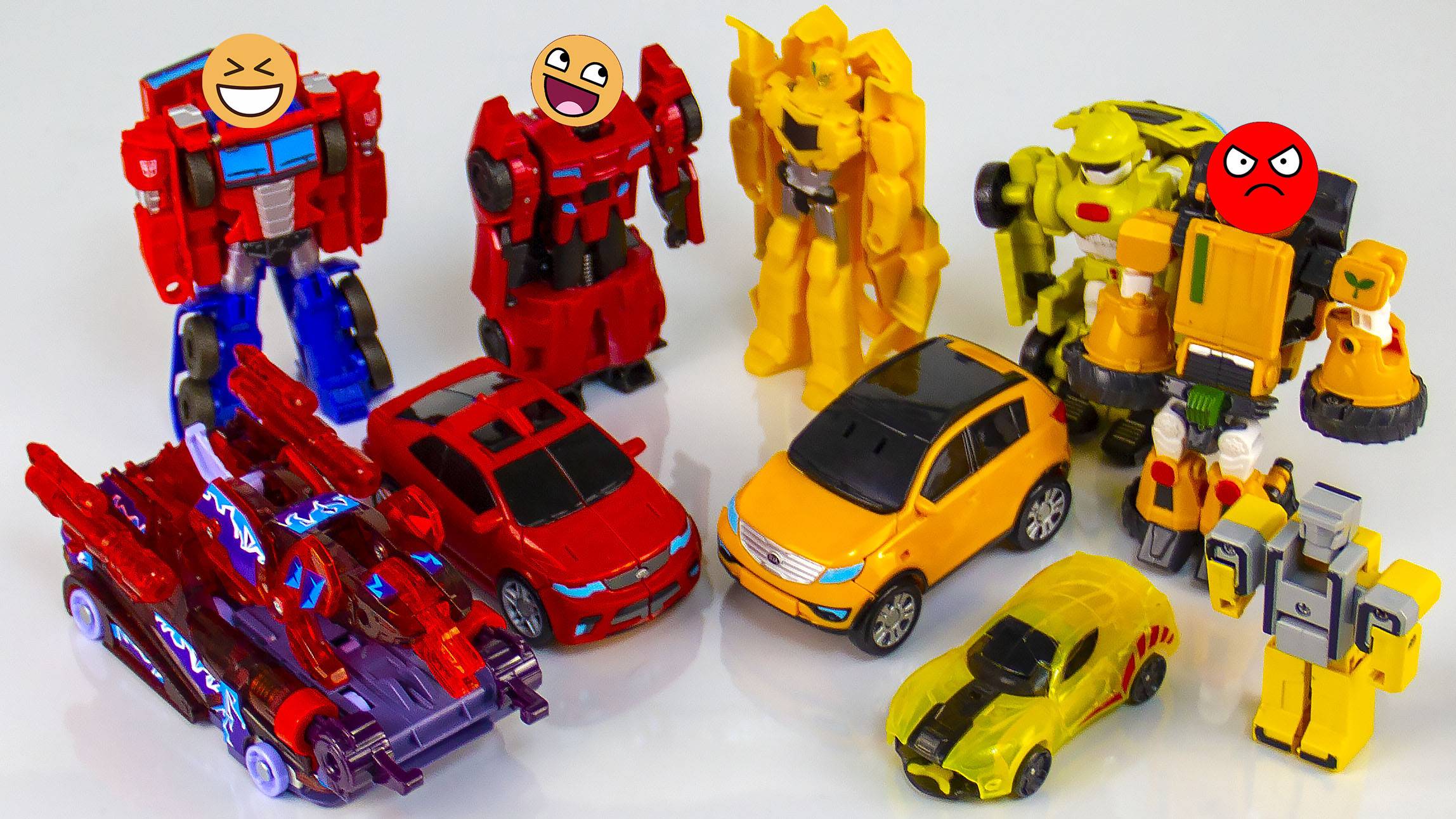 Сборник мультиков - Красные Трансформеры против желтых Роботов. Видео с игрушками для детей. смотреть онлайн