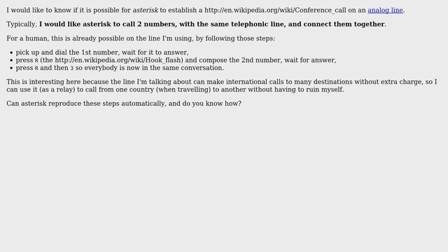 Unix & Linux: Can asterisk set-up a three-way call on an analog (classic) line? смотреть онлайн