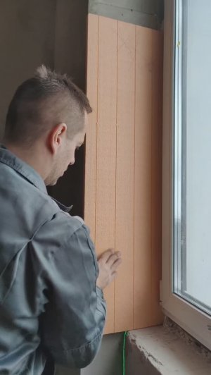 Технология утепления оконных откосов Пеноплэксом изнутри дома. Это для домов с НФС с вентфасадом