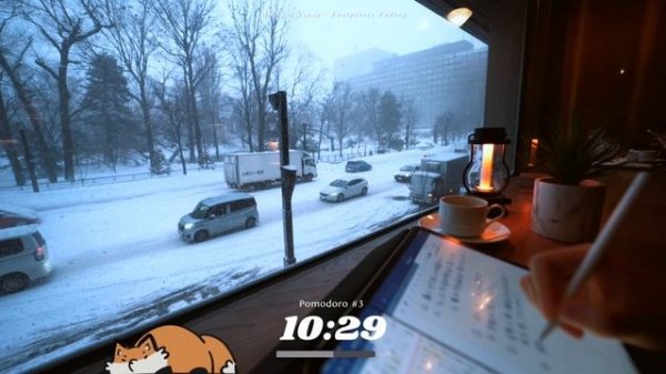 2.5 часа StudyWithMe - calm lofi Snowy Street in Japan - Pomodoro 25/5