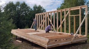 Поднятие стен дома.Мини-дом-каркасник.Участок с нуля.Часть №6