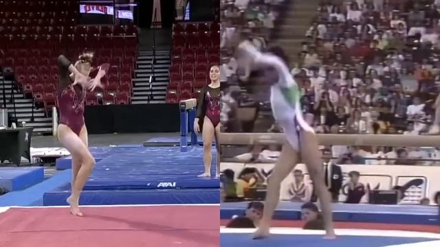 Mother and Daughter Same Floor Routine - Silvia Mitova and Jessica Hutchinson side by side смотреть онлайн
