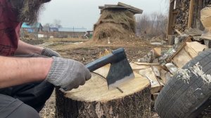 Тест мясного топора. 33 угол заточки. Плавная линза.