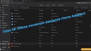 Урок 03: Обзор основных разделов Home Assistant