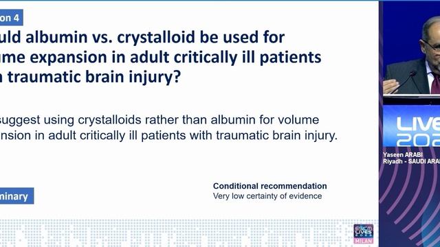 Which type of fluids in different settings Yaseen Arabi (ESICM 2023)