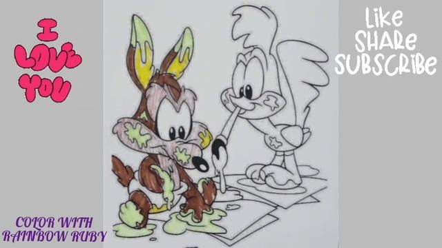 COLORING BABY COYOTE AND ROAD RUNNER ||BABY LOONEY TOONS|| BY COLOR WITH RAINBOW RUBY. смотреть онлайн