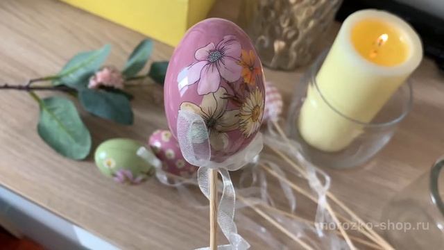 Декоративные пасхальные яйца на палочках ПРАЗДНИК ИЗ СИТЦА, 6 см (упаковка 6 шт.), 805866