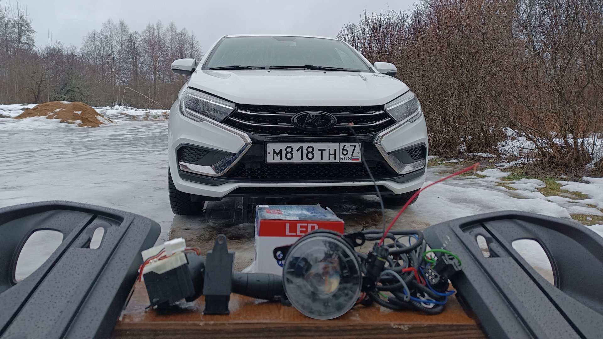 LADA Vesta,,,ПТФ комплект для правильной установки , свет бомба !!! смотреть онлайн