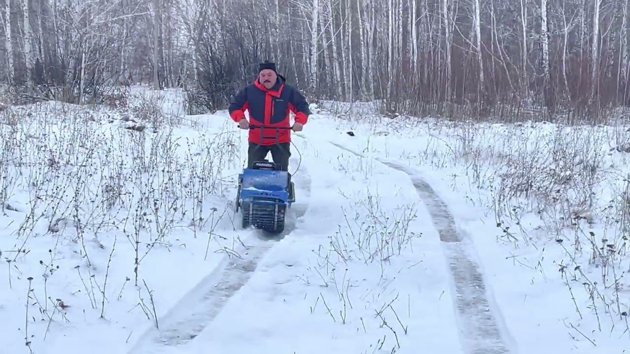 Катание по первому снегу мотобуксировщик Draxter М380! смотреть онлайн