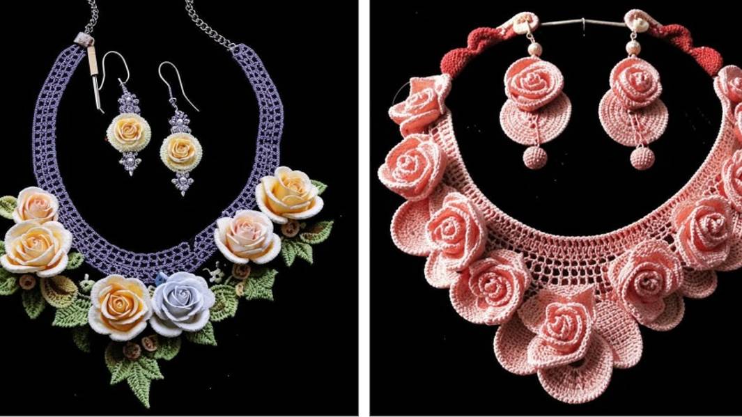 УКРАШЕНИЯ с цветами и листьями от нейросети. ВЯЗАНИЕ. Подборка №16. смотреть онлайн