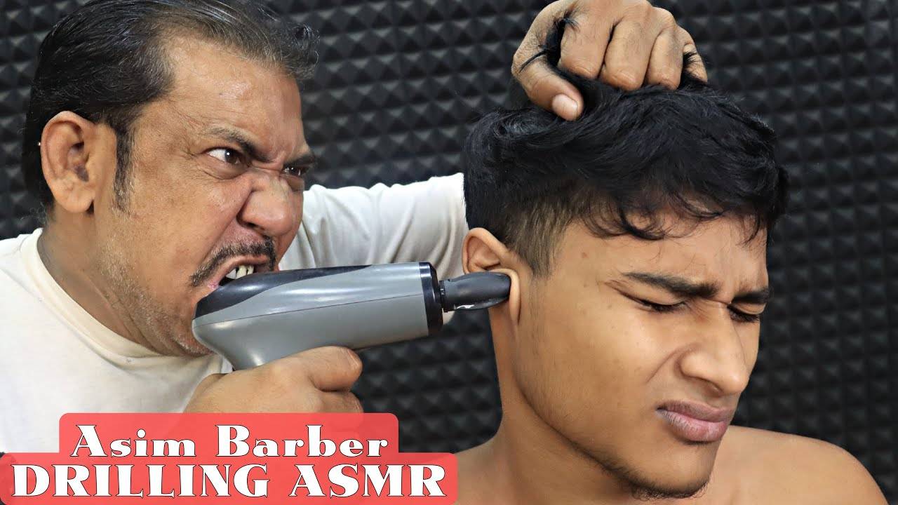 Asim Barber Drilling His Ear | Head Massage Hair Cracking | Neck Cracking | Chest Massage | ASMR смотреть онлайн