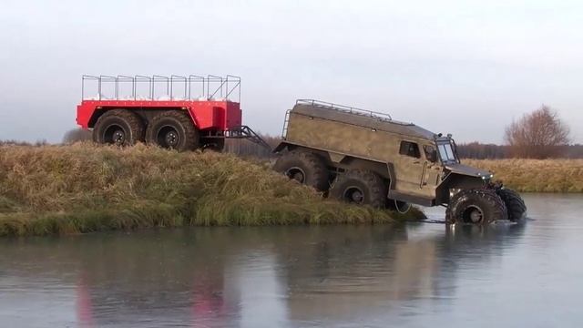 Снегоболотоход ХИЩНИК - отличная грузоподъемность и проходимость даже с прицепом! смотреть онлайн