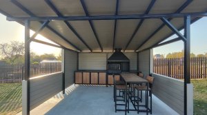 Беседка 4х4 с мангальной зоной и мебелью, навес, еда, мангал
