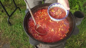 Как приготовить вкусный борщ из свёклы и капусты в казане? Пошаговый рецепт.