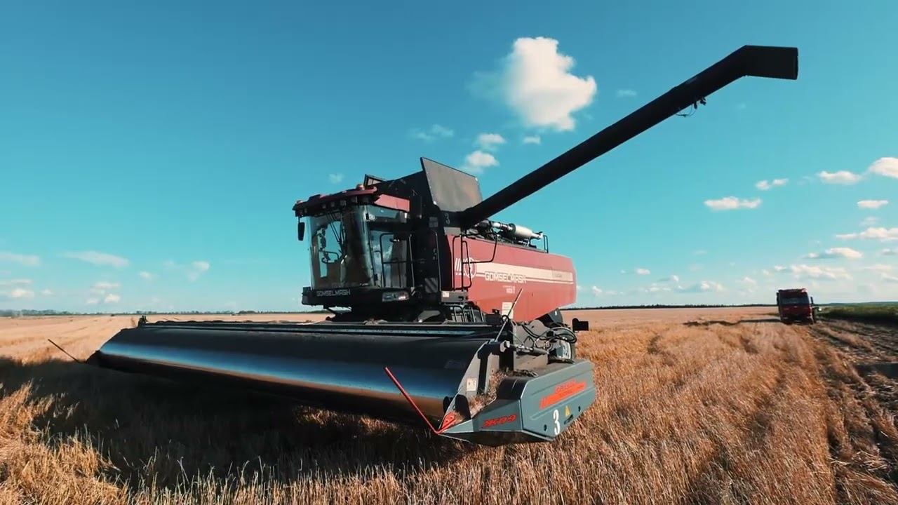 Жатка "ОЗОН" ПАО "ПЕНЗМАШ" 2024 год, Орловская область. 9-ти метровые жатки в работе. смотреть онлайн