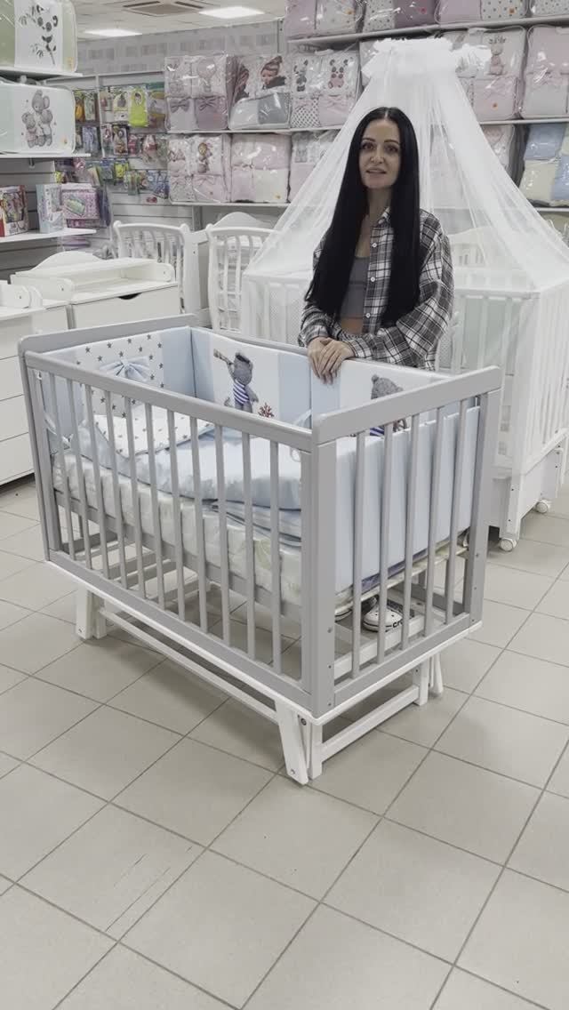 Детская кроватка для новорождённого Incanto Anniken (120х60) с маятником и автостенкой. смотреть онлайн