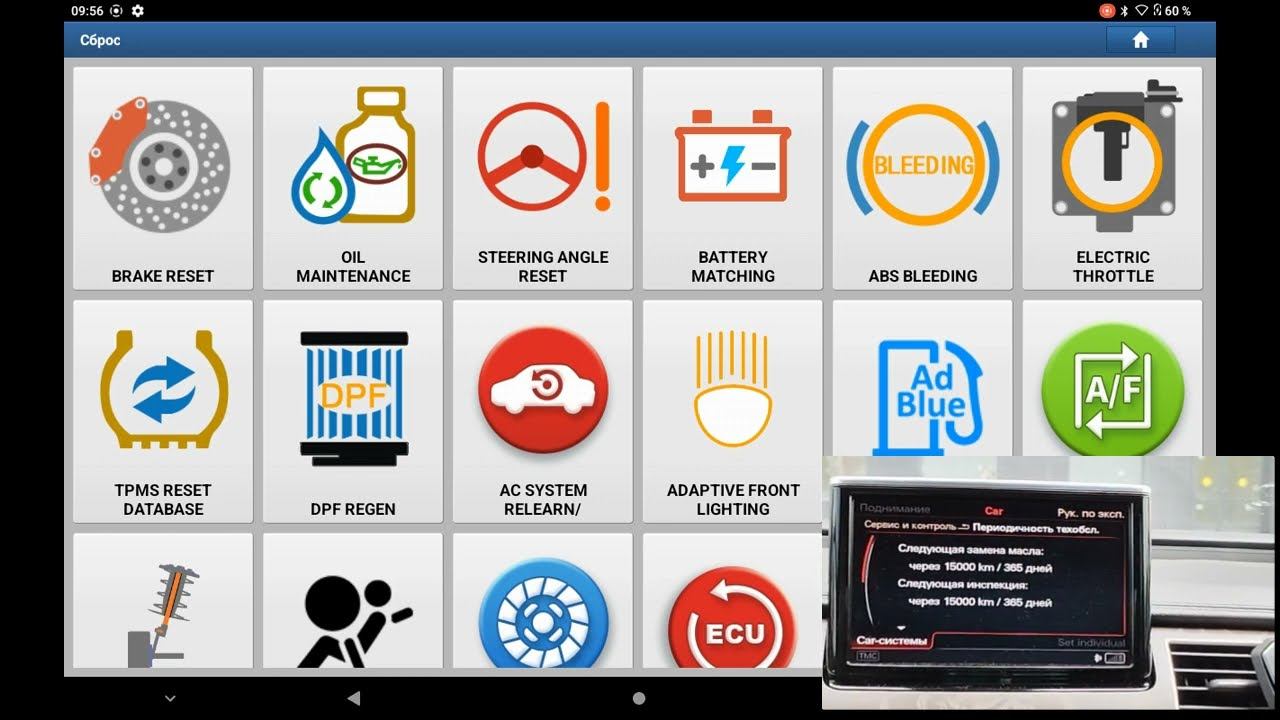 Сброс технического обслуживания группы VAG